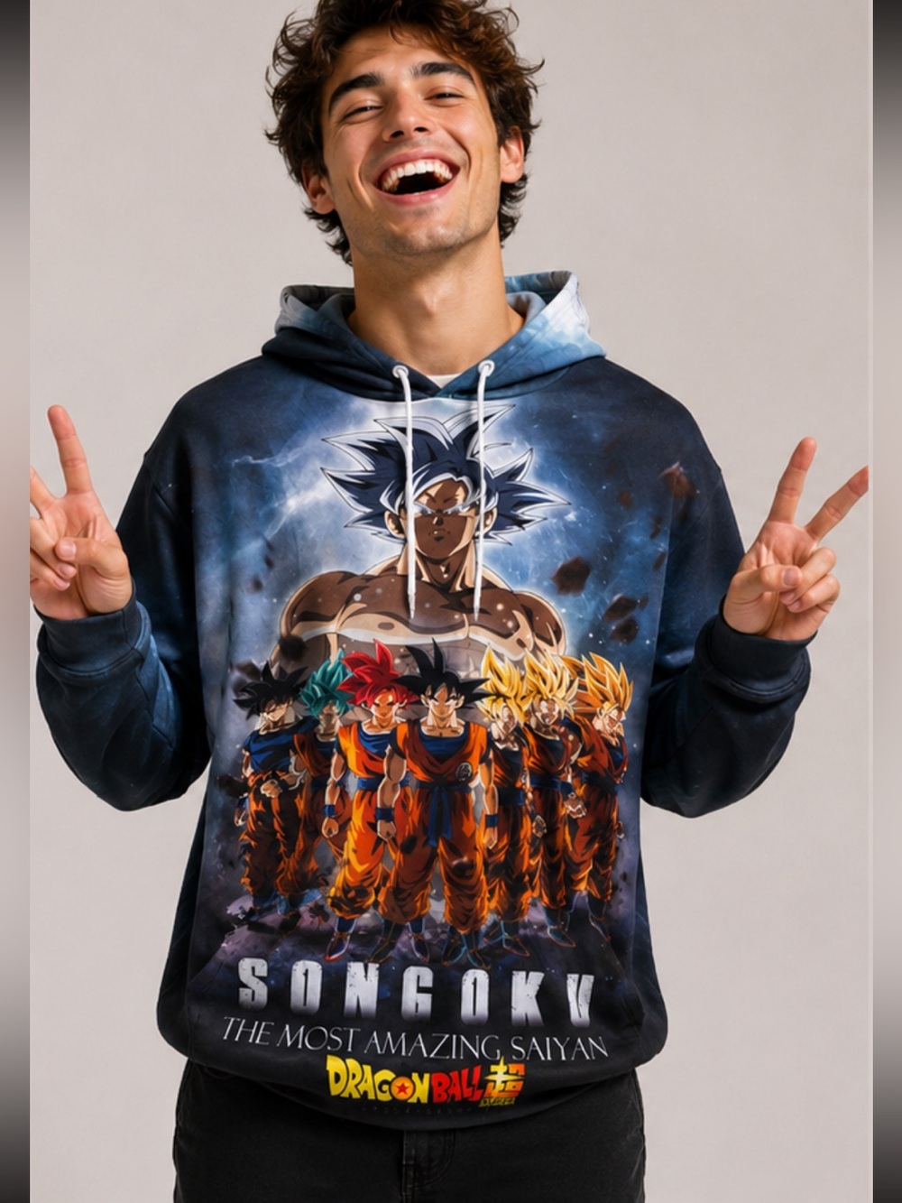 Dragon Ball Z Songoku Graphic Hoodie - Black/Blue NWOT